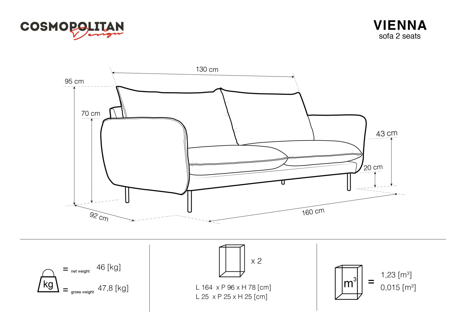 Erleben Sie das elegante Vienna Boucle Sofa 2 Sitzer von Cosmopolitan Design – perfekt für kompakte Wohnräume und stilvollen Komfort.