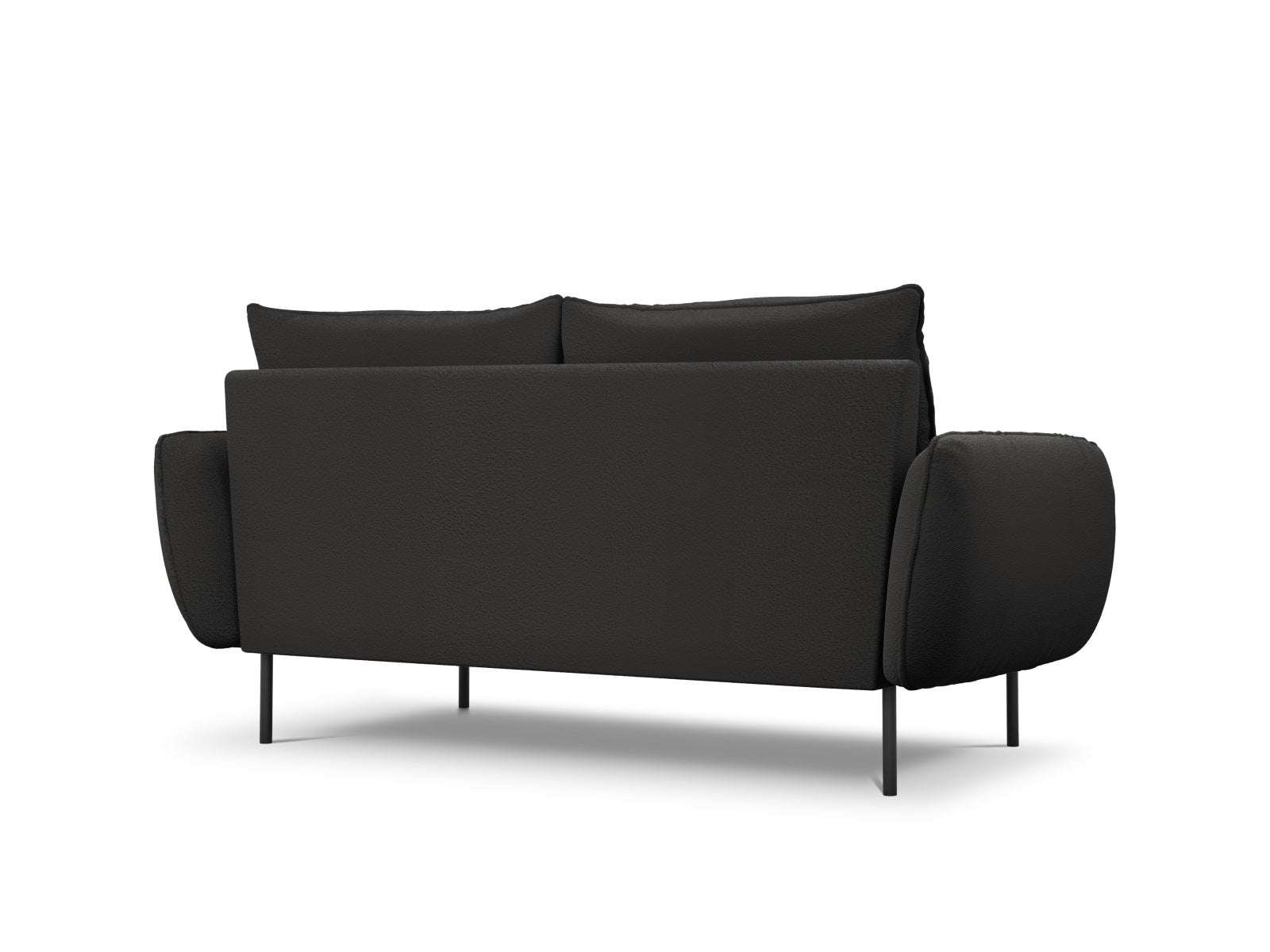 Elegantes 2-Sitzer Sofa im Boucle-Design in Schwarz, ideal für stilvolle Wohnräume, entworfen von Cosmopolitan Design.