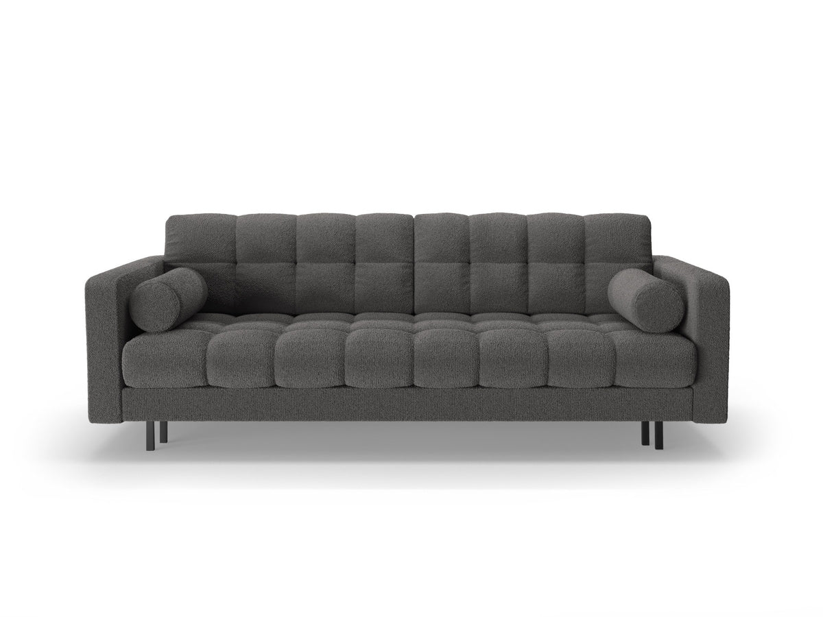 Dreisitzer Bettsofa Bali mit Stoffbezug, Holzrahmen und schwarzen Metallbeinen