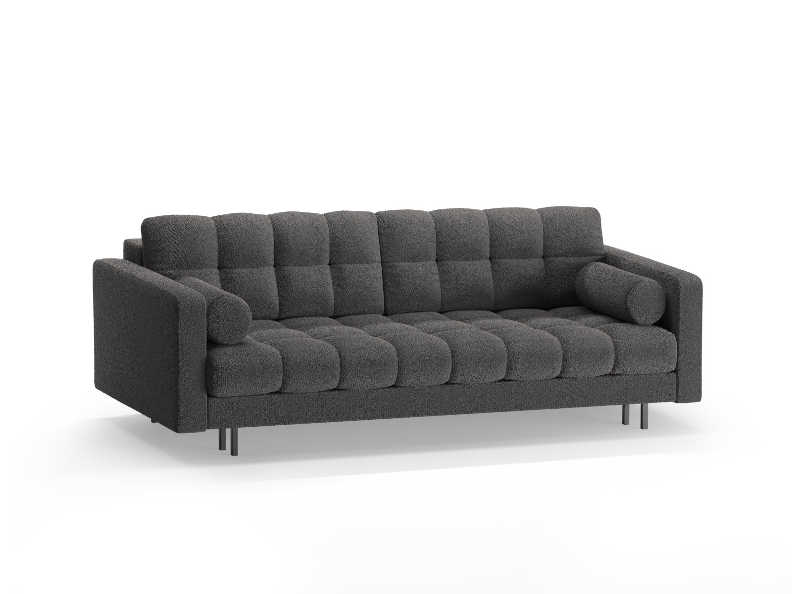 Elegantes 3-Sitzer Sofa Bali in Dunkelgrau mit praktischer Schlaffunktion und Stauraum, ideal für modernes Wohnen.