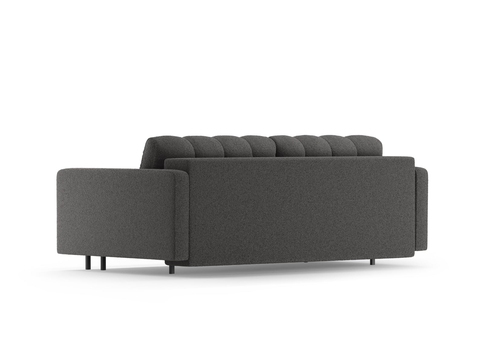 Modernes 3-Sitzer Sofa Bali in elegantem Dunkelgrau, ideal für Gästeübernachtungen und zur Aufbewahrung von Decken und Kissen.