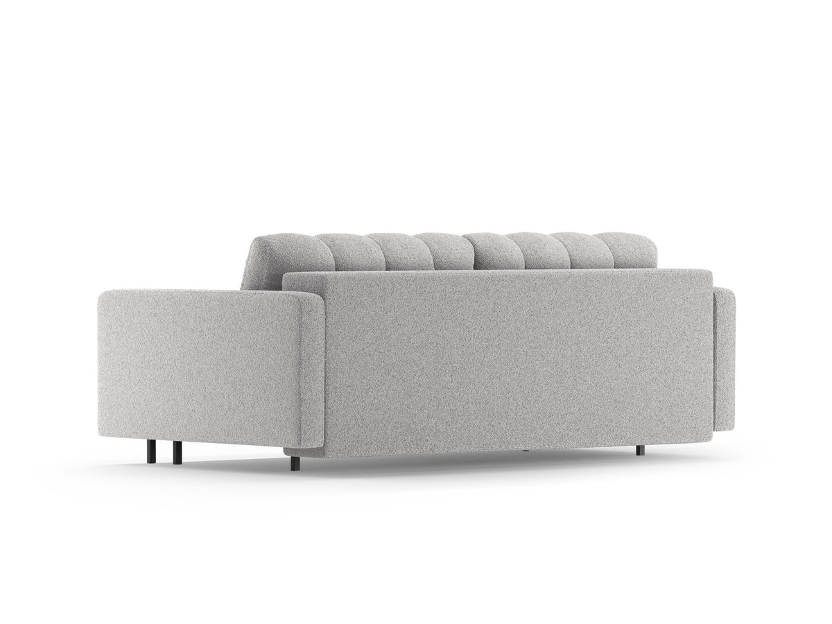 Dreisitzer Bettsofa Bali mit Stoffbezug, Holzrahmen und schwarzen Metallbeinen