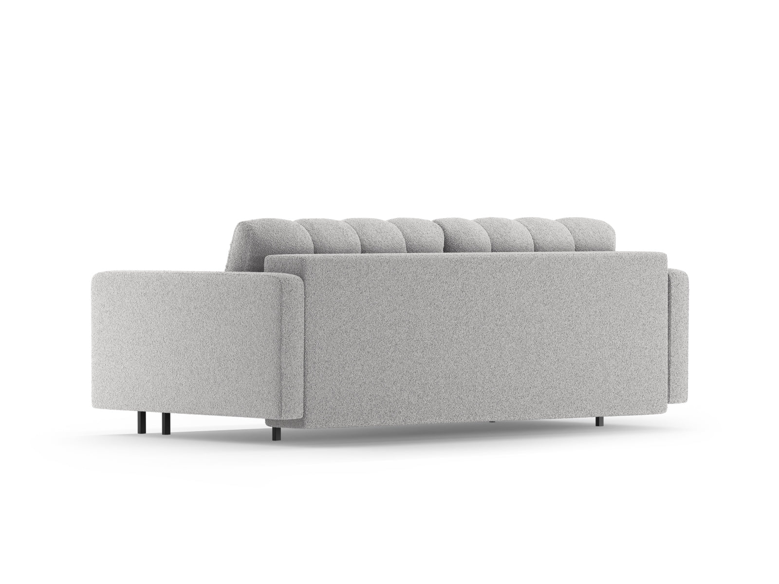 Elegantes 3-Sitzer Sofa Bali in sanftem Grau, ideal für gemütliche Räume, bietet praktische Schlaffunktion und zusätzlichen Stauraum.
