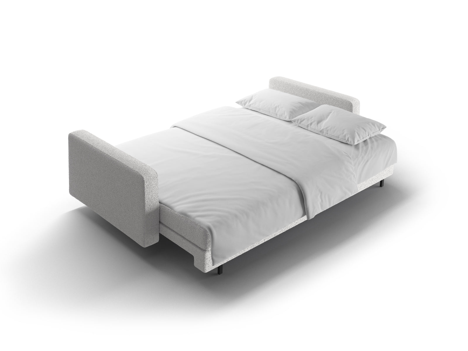Elegantes 3-Sitzer Bettsofa Bali in Grau, ideal für gemütliche Abende und als Schlafgelegenheit mit praktischem Stauraum.