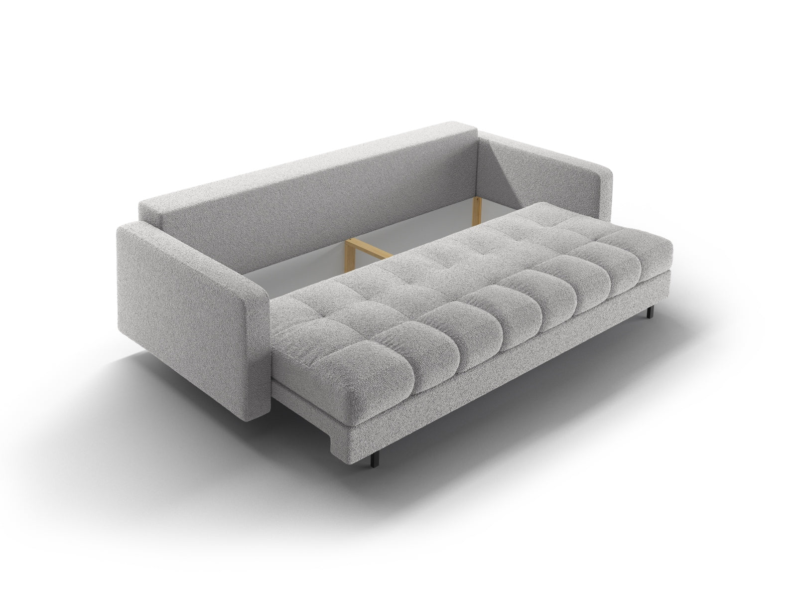 Modernes 3-Sitzer Sofa Bali in stilvollem Grau, vielseitig einsetzbar als Schlafsofa mit integriertem Stauraum für zusätzlichen Komfort.