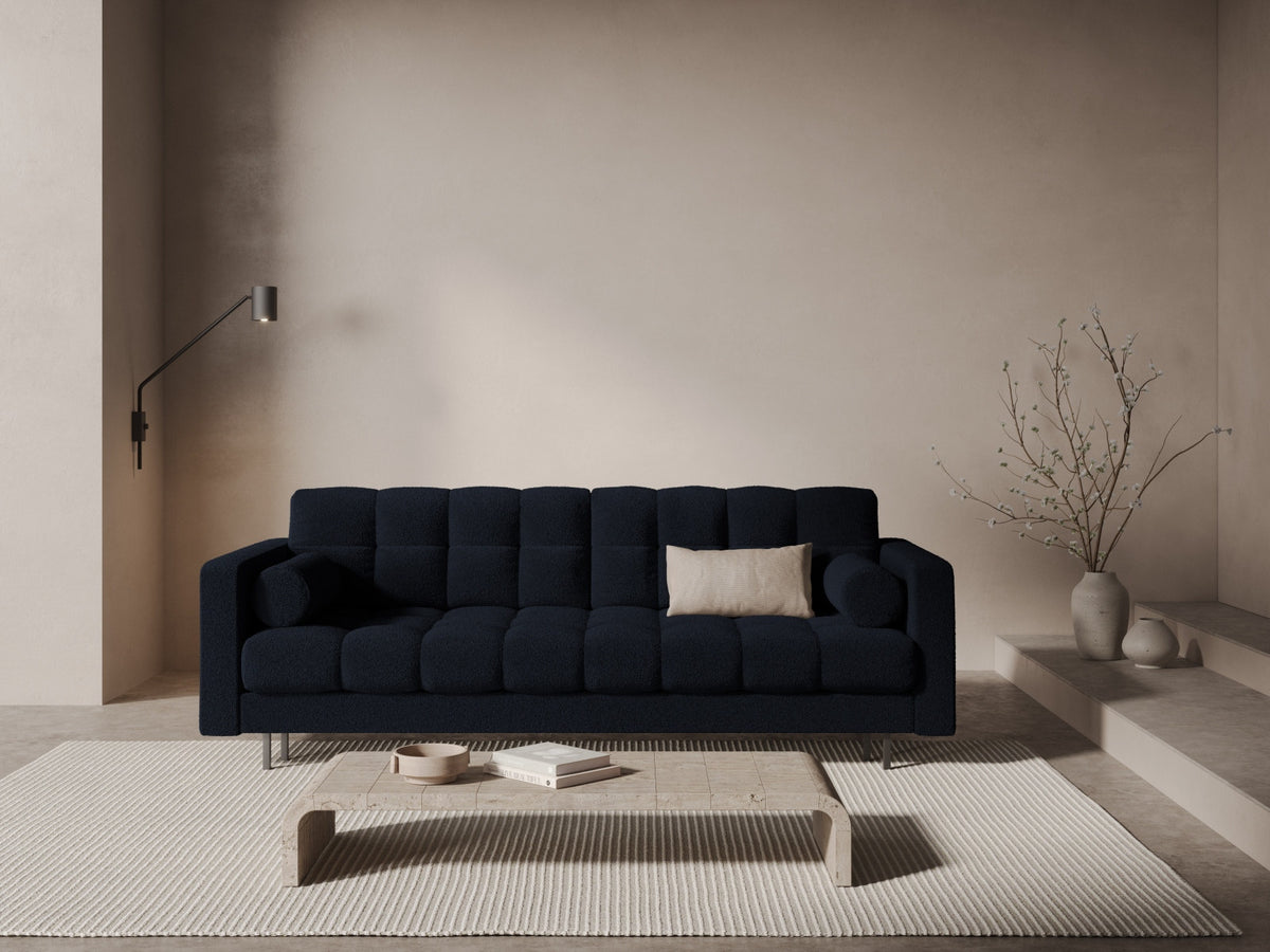 Dreisitzer Bettsofa Bali mit Stoffbezug, Holzrahmen und schwarzen Metallbeinen