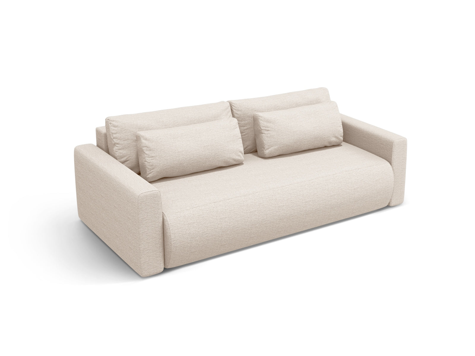 Elegantes Belfast Sofa in Beige, 3-Sitzer mit praktischer Schlaffunktion und Stauraum, perfekt für stilvolle und funktionale Wohnräume.