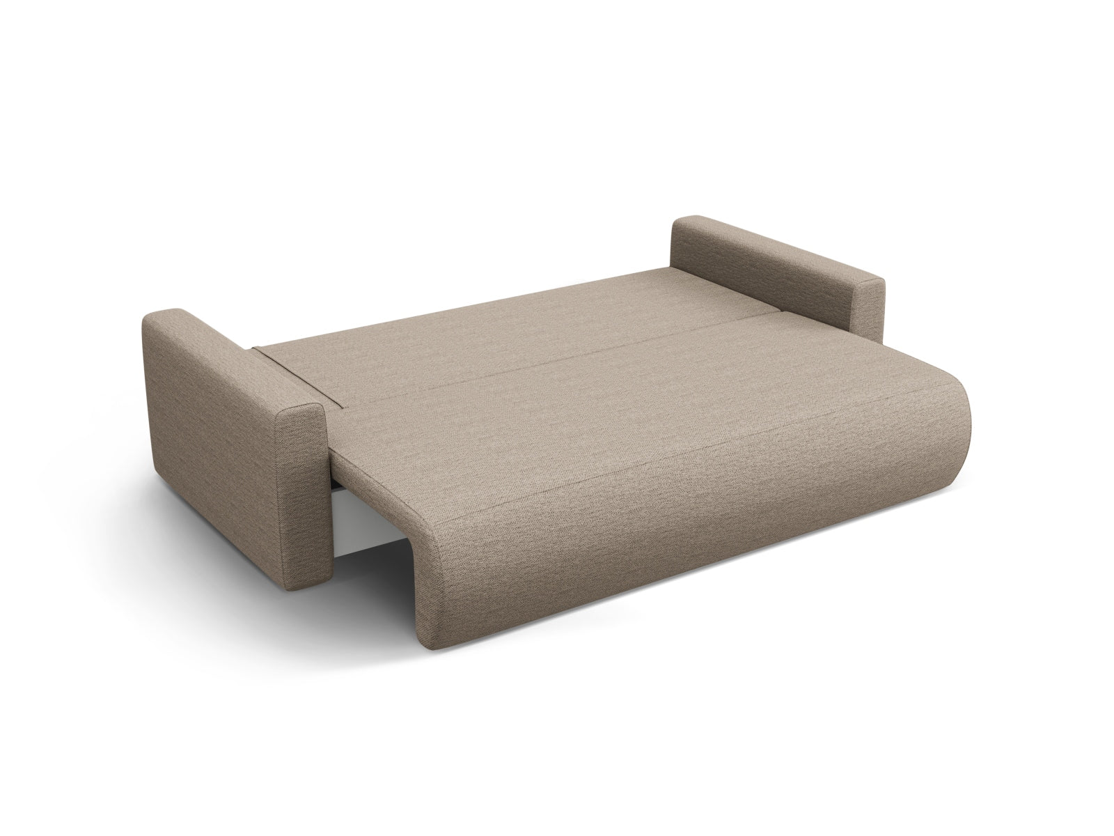 Elegantes Belfast Sofa in Dunkelbeige, 3-Sitzer mit praktischer Schlaffunktion und integriertem Stauraum, ideal für moderne Wohnräume.