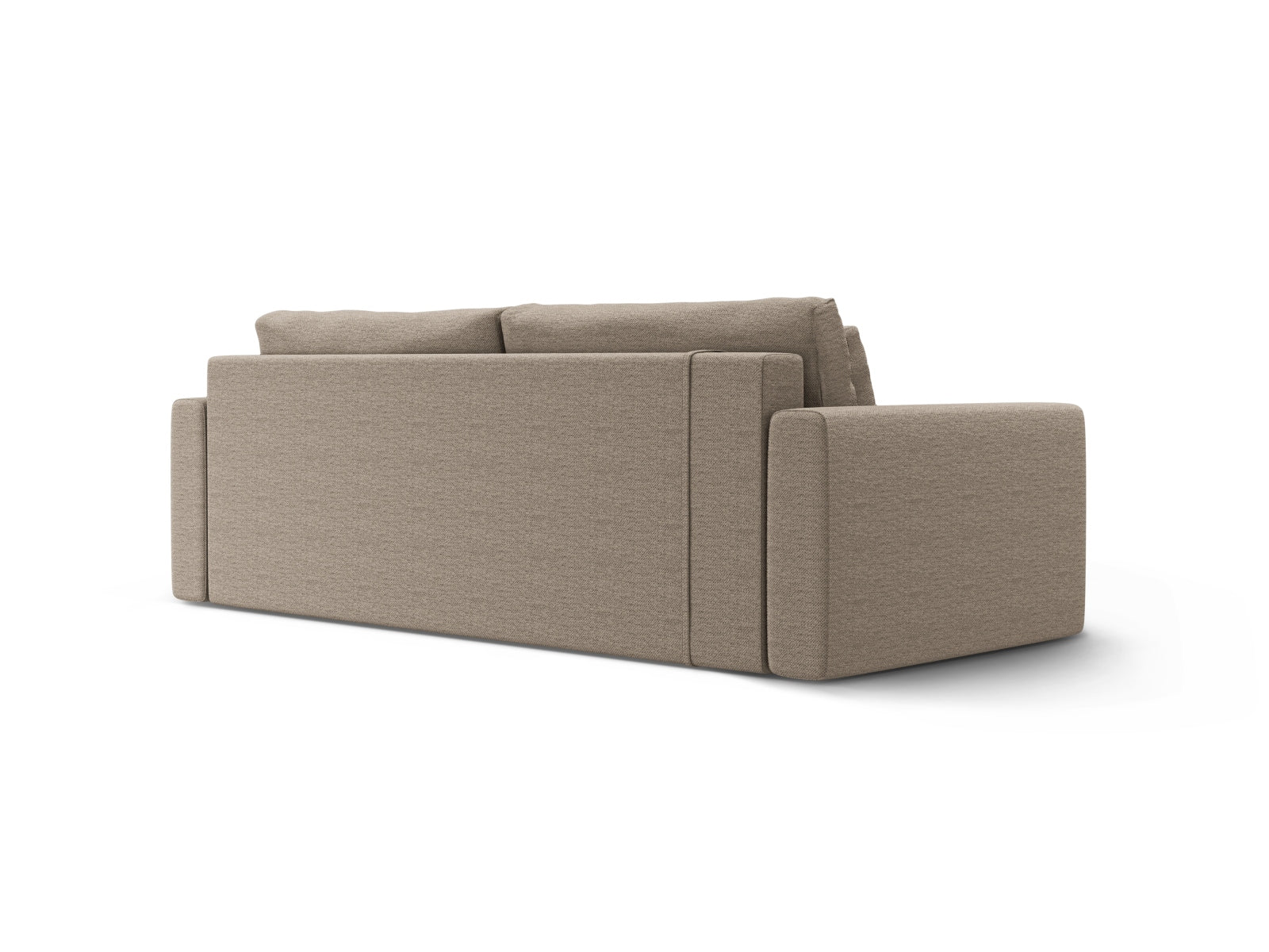 Elegantes Belfast Sofa in Dunkelbeige, das als 3-Sitzer überzeugt und mit Schlaffunktion sowie praktischem Stauraum punktet.