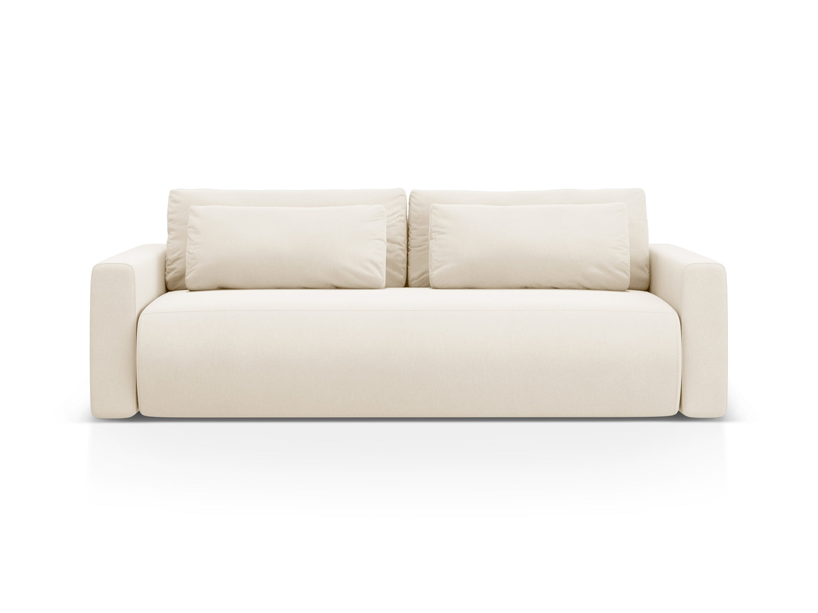 Belfast Velour Sofa mit Schlaffunktion und Stauraum 3 Sitzer in Ivory-Magic Velvet präsentiert im Onlineshop von KAQTU Design AG. Bettsofa ist von Cosmopolitan Design