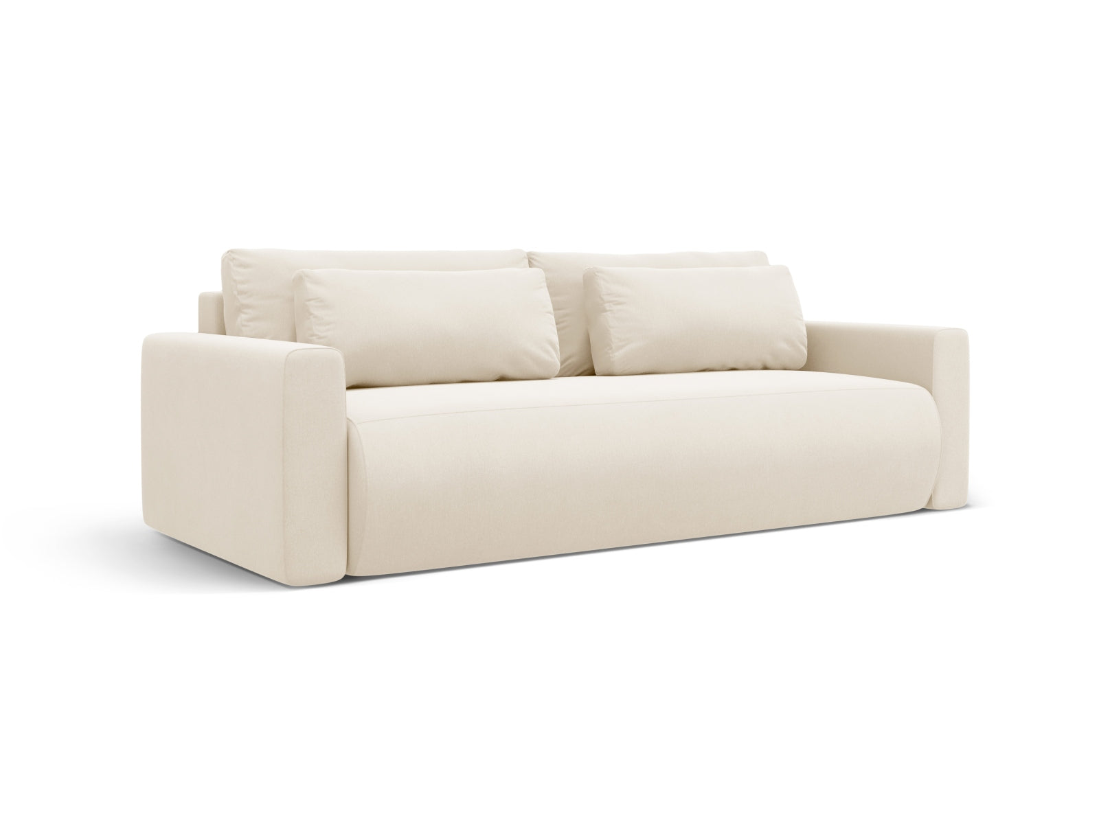 Stilvolles 3-Sitzer Belfast Velour Sofa in Ivory, multifunktional mit Schlaffunktion und integriertem Stauraum für modernes Wohnen.