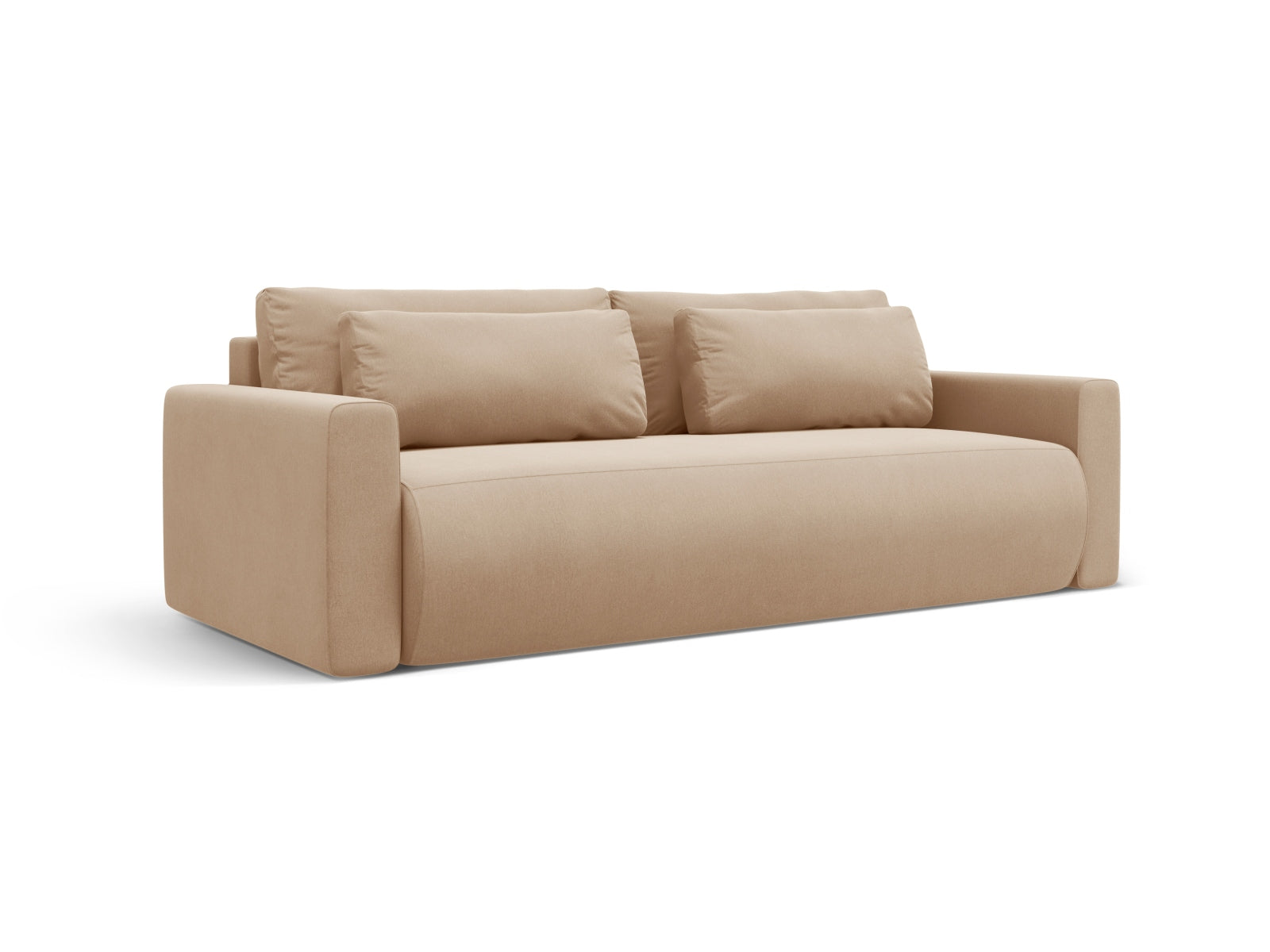 Stilvolles 3-Sitzer Belfast Velour Sofa in sanftem Beige, multifunktional mit Schlaffunktion und praktischem Stauraum für Ihr Zuhause.