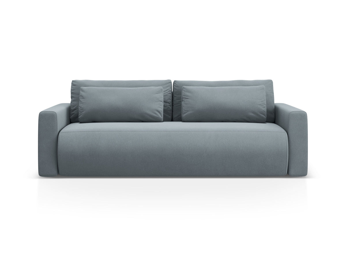 Belfast Velour Sofa mit Schlaffunktion und Stauraum 3 Sitzer in Blue Grey-Magic Velvet präsentiert im Onlineshop von KAQTU Design AG. Bettsofa ist von Cosmopolitan Design