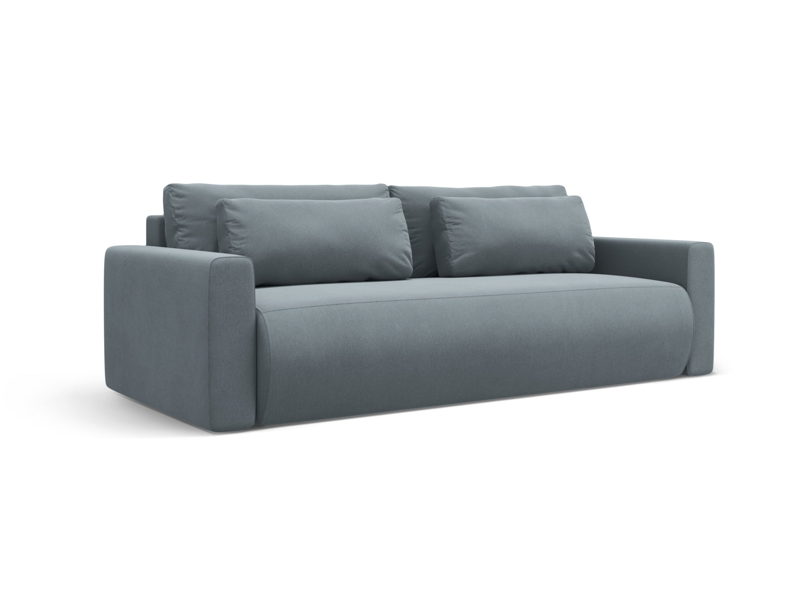 Stilvolles 3-Sitzer Belfast Velour Sofa in Blue Grey, multifunktional mit Schlaffunktion und praktischem Stauraum für moderne Wohnkonzepte.