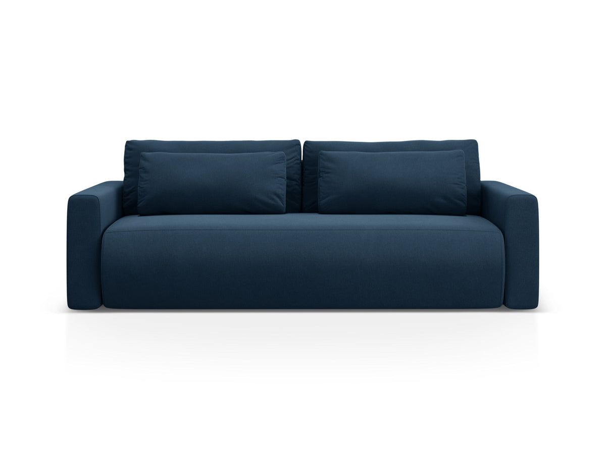 Belfast Velour Sofa mit Schlaffunktion und Stauraum 3 Sitzer in Royal Blue-Magic Velvet präsentiert im Onlineshop von KAQTU Design AG. Bettsofa ist von Cosmopolitan Design