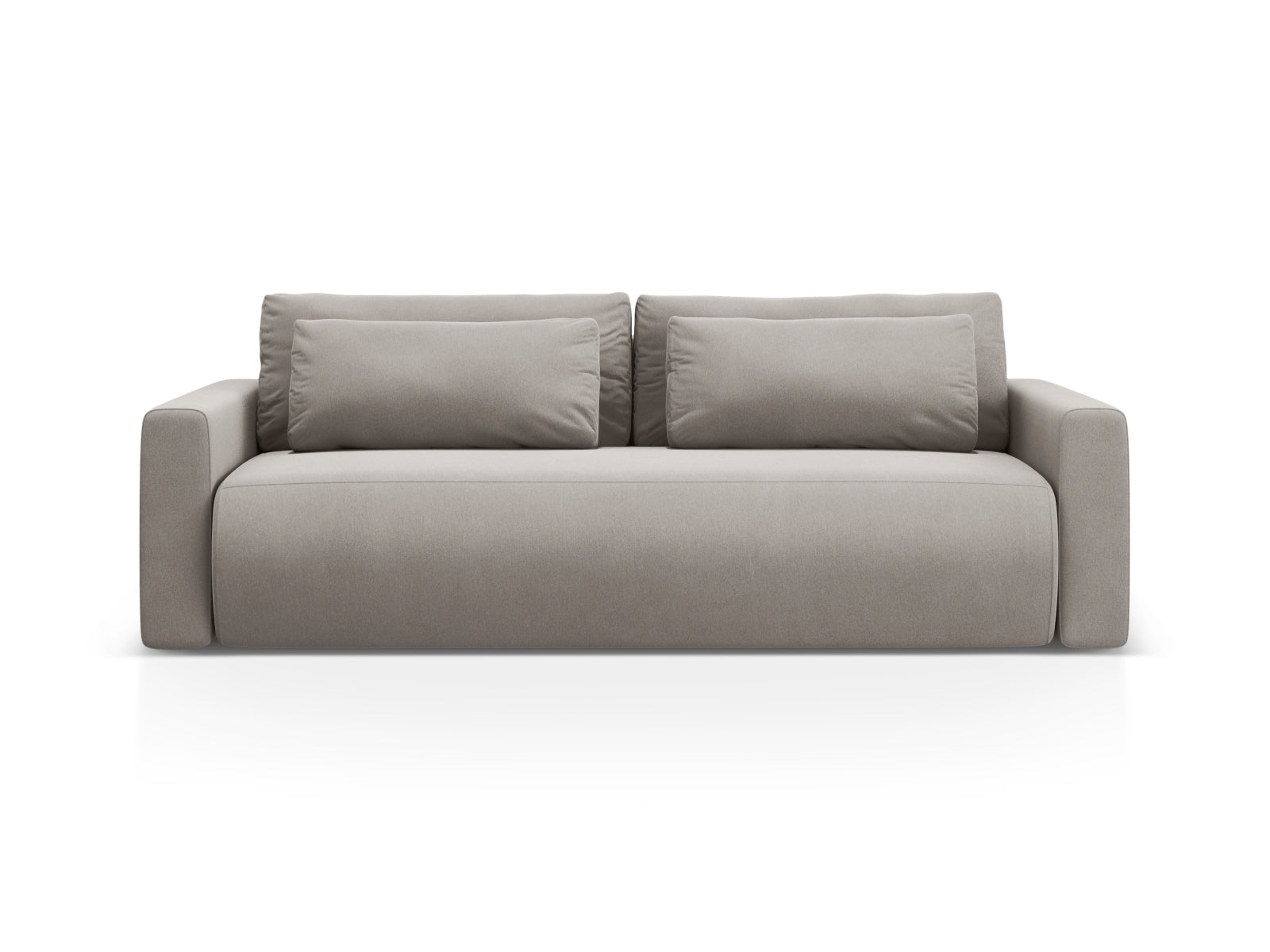 Belfast Velour Sofa mit Schlaffunktion und Stauraum 3 Sitzer in Warm grey präsentiert im Onlineshop von KAQTU Design AG. Bettsofa ist von Cosmopolitan Design