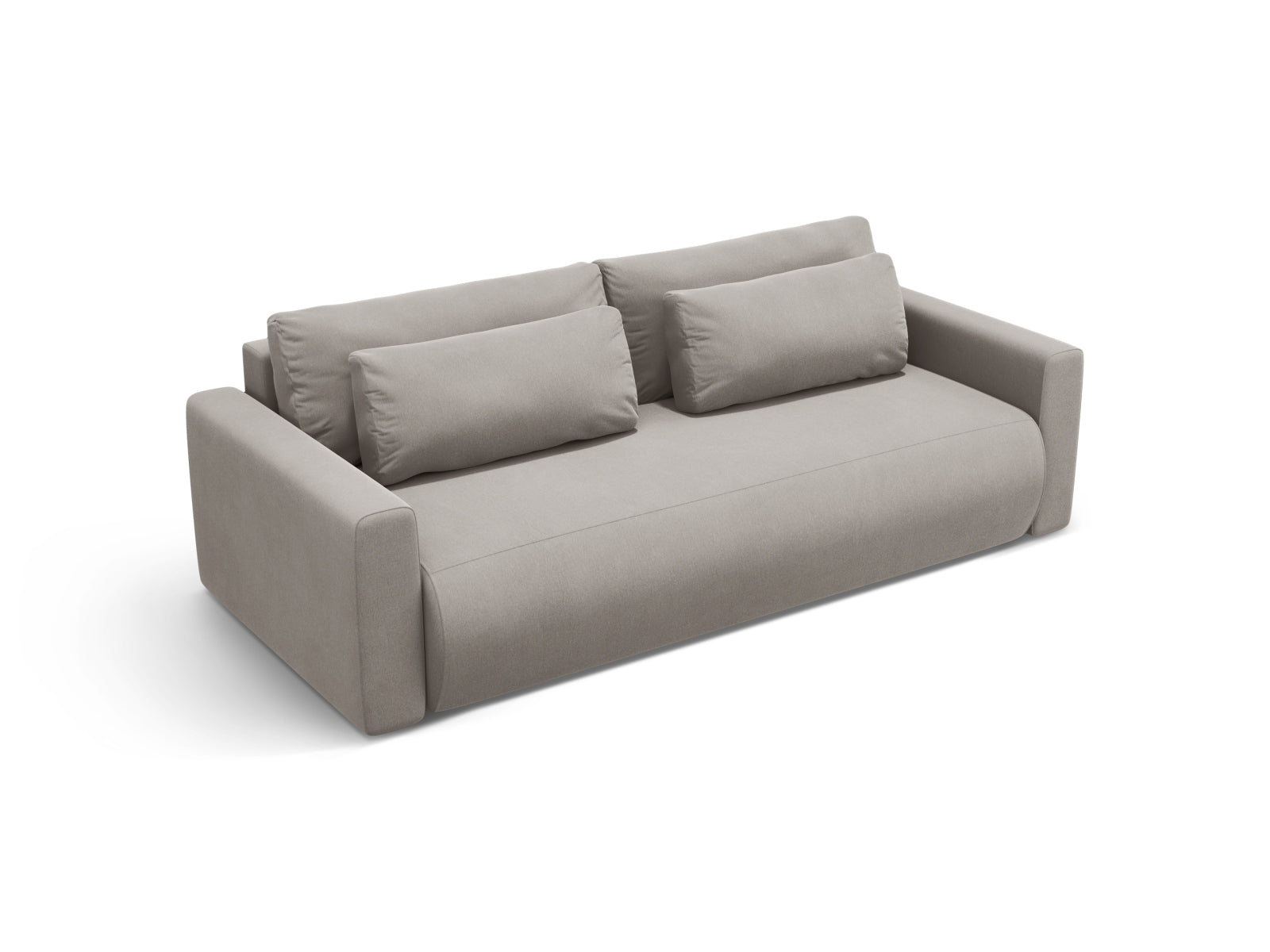 Elegantes Belfast Velour Sofa in Warm Grey, ideal für kleine Räume, bietet Schlafgelegenheit und Stauraum für zusätzlichen Komfort.