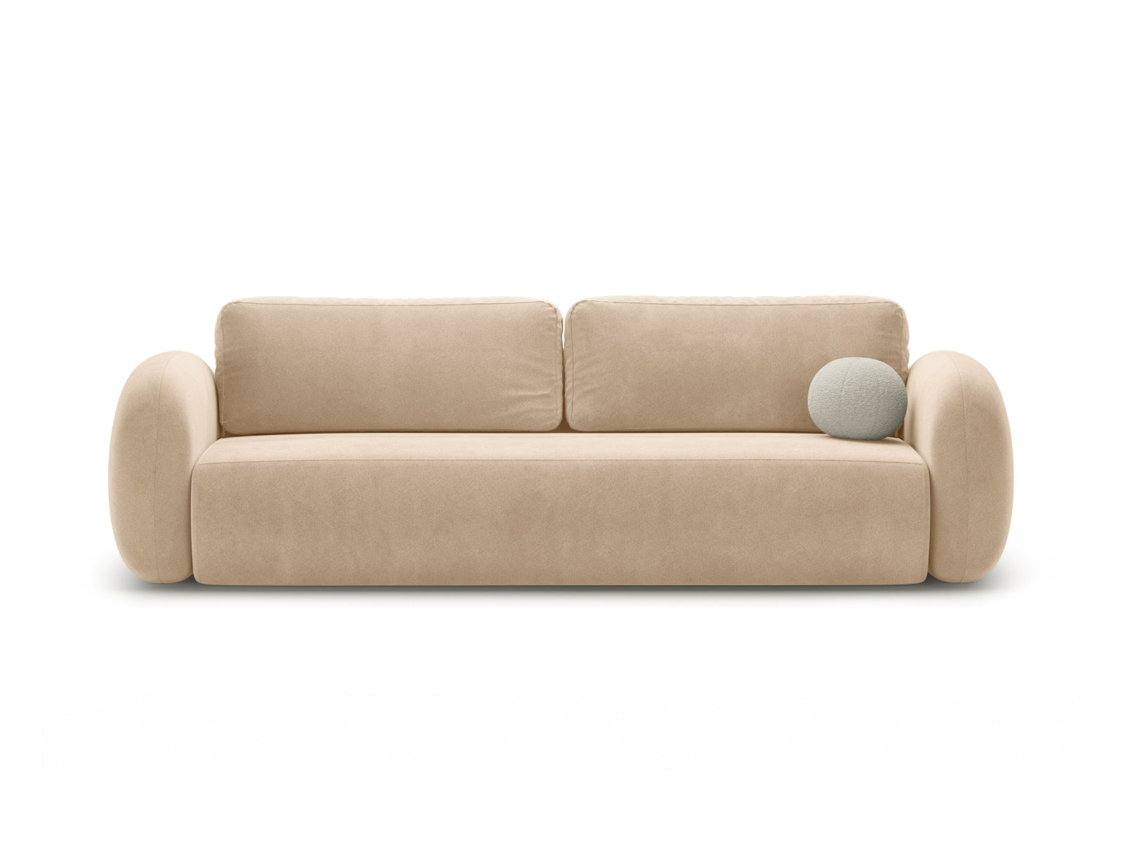 Tonale Velour Sofa mit Schlaffunktion und Stauraum 3 Sitzer in Almond Beige präsentiert im Onlineshop von KAQTU Design AG. Bettsofa ist von Cosmopolitan Design
