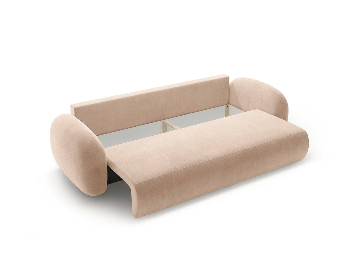 Tonale Velour Sofa mit Schlaffunktion und Stauraum 3 Sitzer in Almond Beige-Magic Velvet präsentiert im Onlineshop von KAQTU Design AG. Bettsofa ist von Cosmopolitan Design