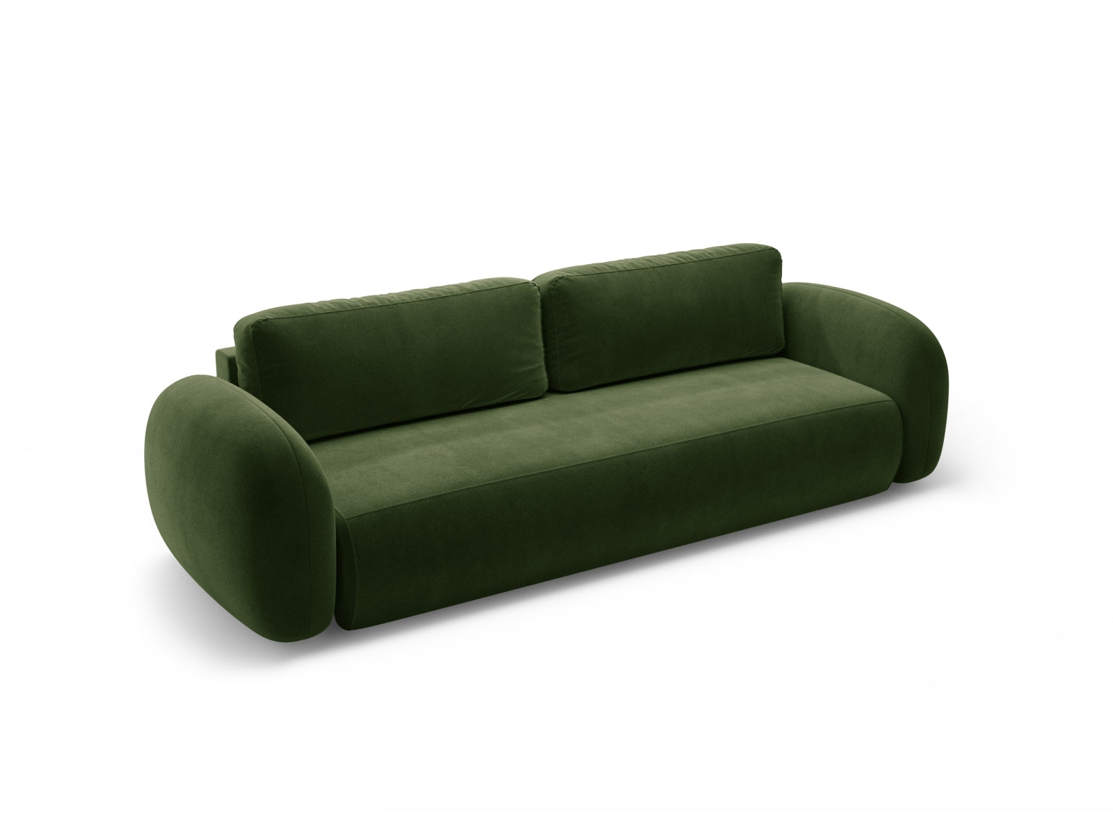 Stylisches 3-Sitzer Sofa in Army Green aus Velours, multifunktional mit Schlaffunktion und praktischem Stauraum für moderne Wohnkonzepte.