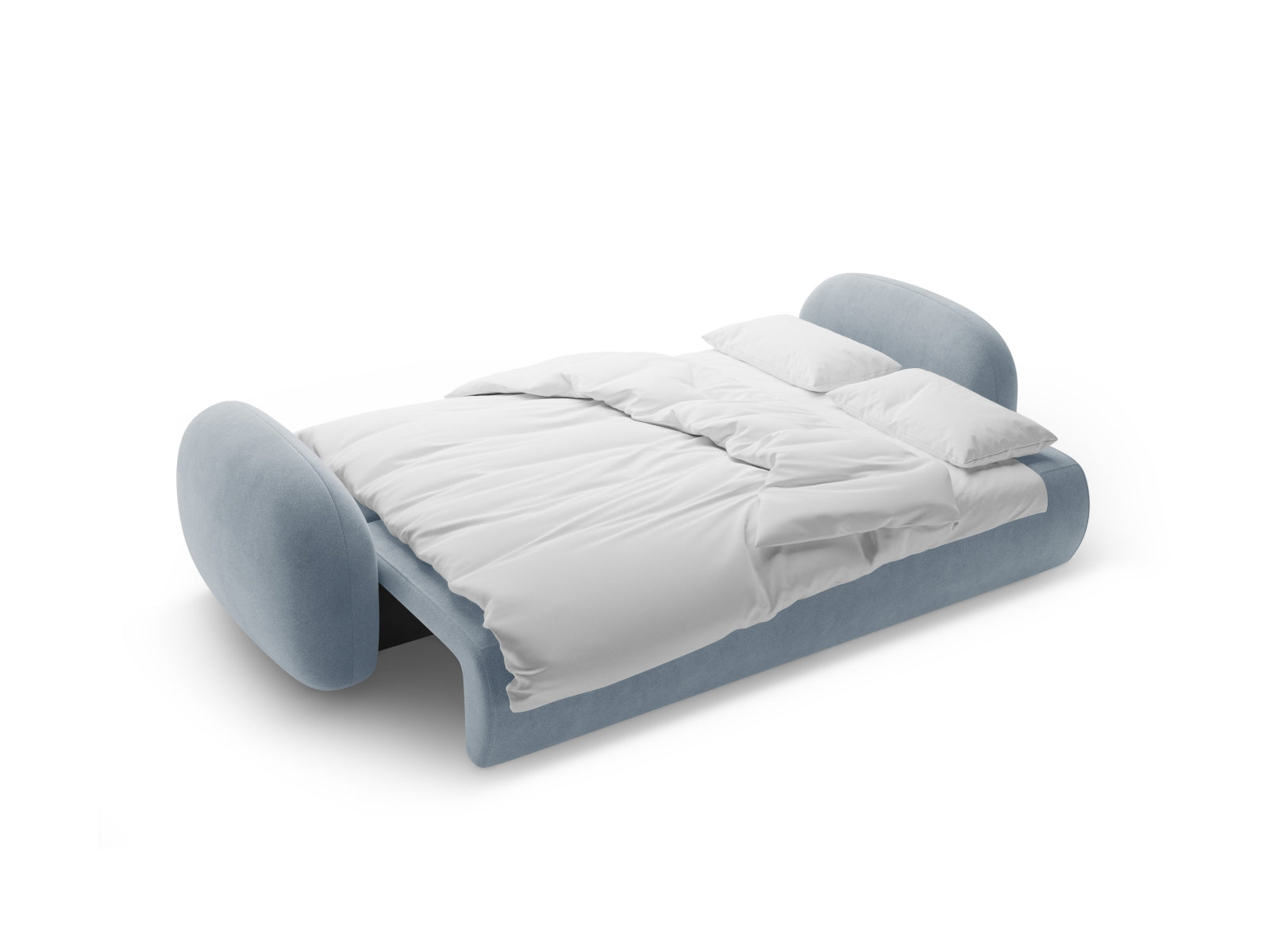 Elegantes 3-Sitzer Velours Sofa von Cosmopolitan Design, ideal für stilvolle Wohnräume, mit Schlafoption und integriertem Stauraum.