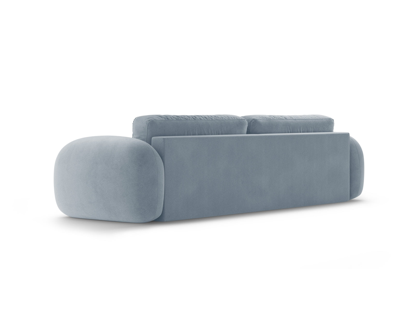 Modernes 3-Sitzer Sofa aus Velours mit Schlaffunktion und praktischem Stauraum, perfekt für vielseitige Wohnkonzepte.