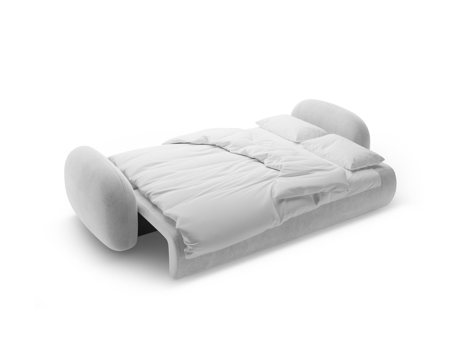 Elegantes 3-Sitzer Velours Sofa mit integrierter Schlaffunktion und Stauraum, ideal für stilvolle Wohnräume und flexible Nutzung.