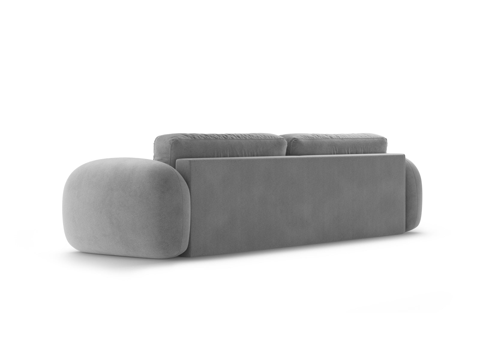 Stylisches 3-Sitzer Sofa aus Velours mit Schlaffunktion und integriertem Stauraum, perfekt für moderne Wohnräume.