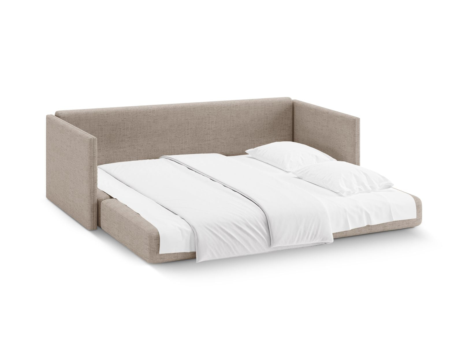 Modernes 3-Sitzer Sofa Shannon in stilvollem Cappuccino-Moly, perfekt für Wohnräume und als komfortables Schlafsofa für Übernachtungsgäste.