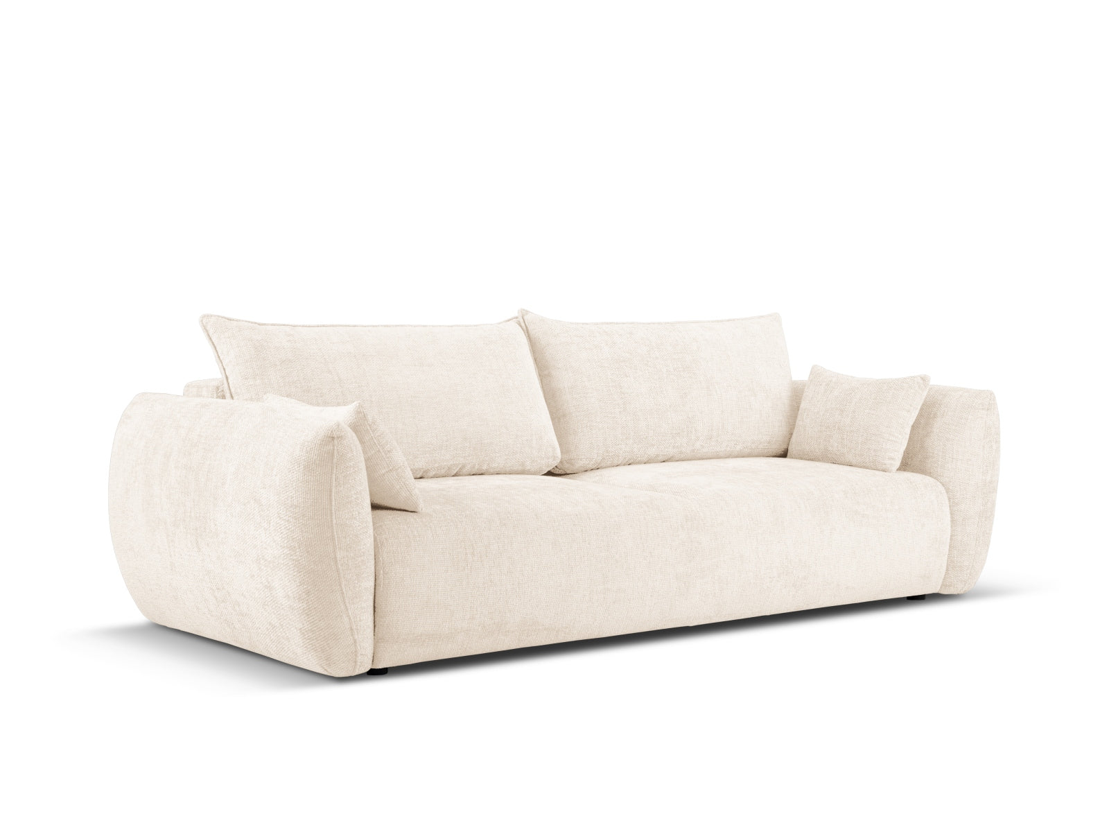 Elegantes 3-Sitzer Sofa Matera in Light Beige mit praktischer Schlaffunktion und Stauraum, ideal für modernes Wohnen.