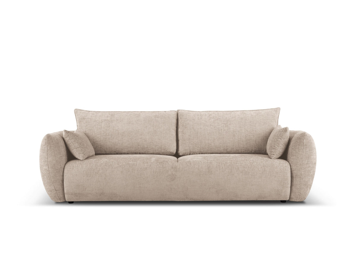 Bettsofa Matera von Cosmopolitan Design, 3-Sitzer mit Stoffbezug und schwarzen Kunststoffbeinen