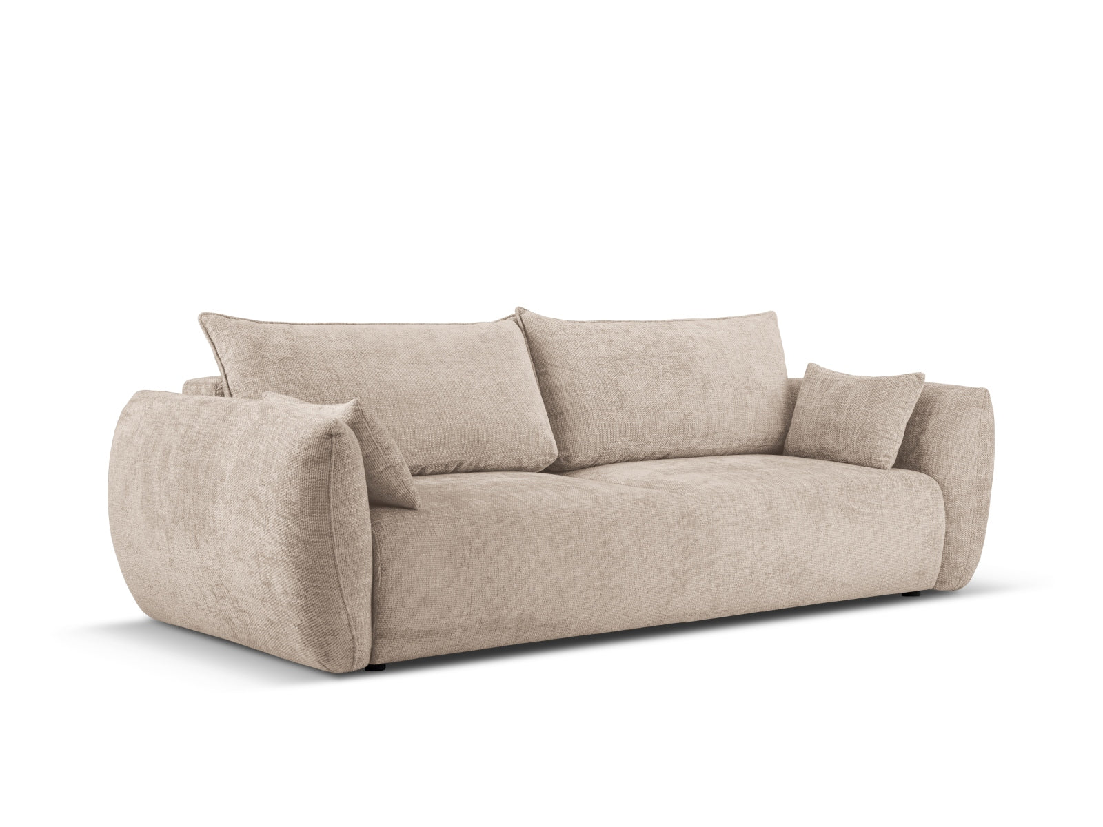 Beige 3-Sitzer Sofa Matera mit praktischer Schlaffunktion und Stauraum, ideal für modernes Wohnen und Gästeübernachtungen.