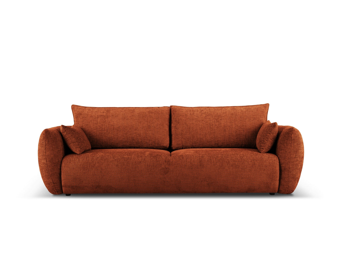 Bettsofa Matera von Cosmopolitan Design, 3-Sitzer mit Stoffbezug und schwarzen Kunststoffbeinen