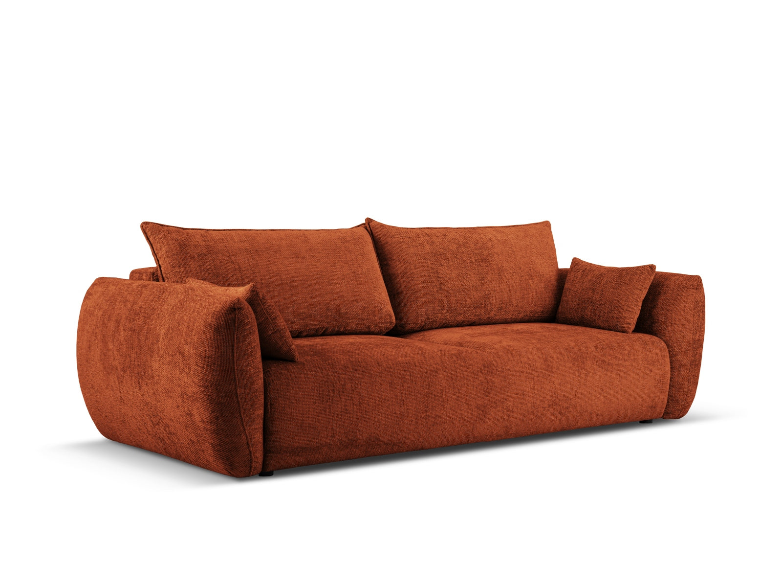 Elegantes 3-Sitzer Sofa Matera in Terracotta mit praktischer Schlaffunktion und Stauraum, ideal für modernes Wohnen.