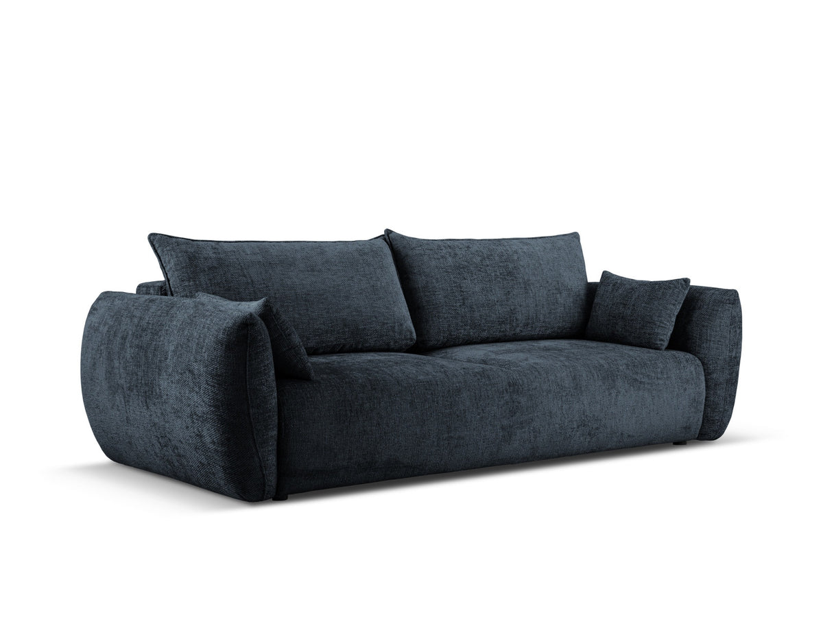 Bettsofa Matera von Cosmopolitan Design, 3-Sitzer mit Stoffbezug und schwarzen Kunststoffbeinen