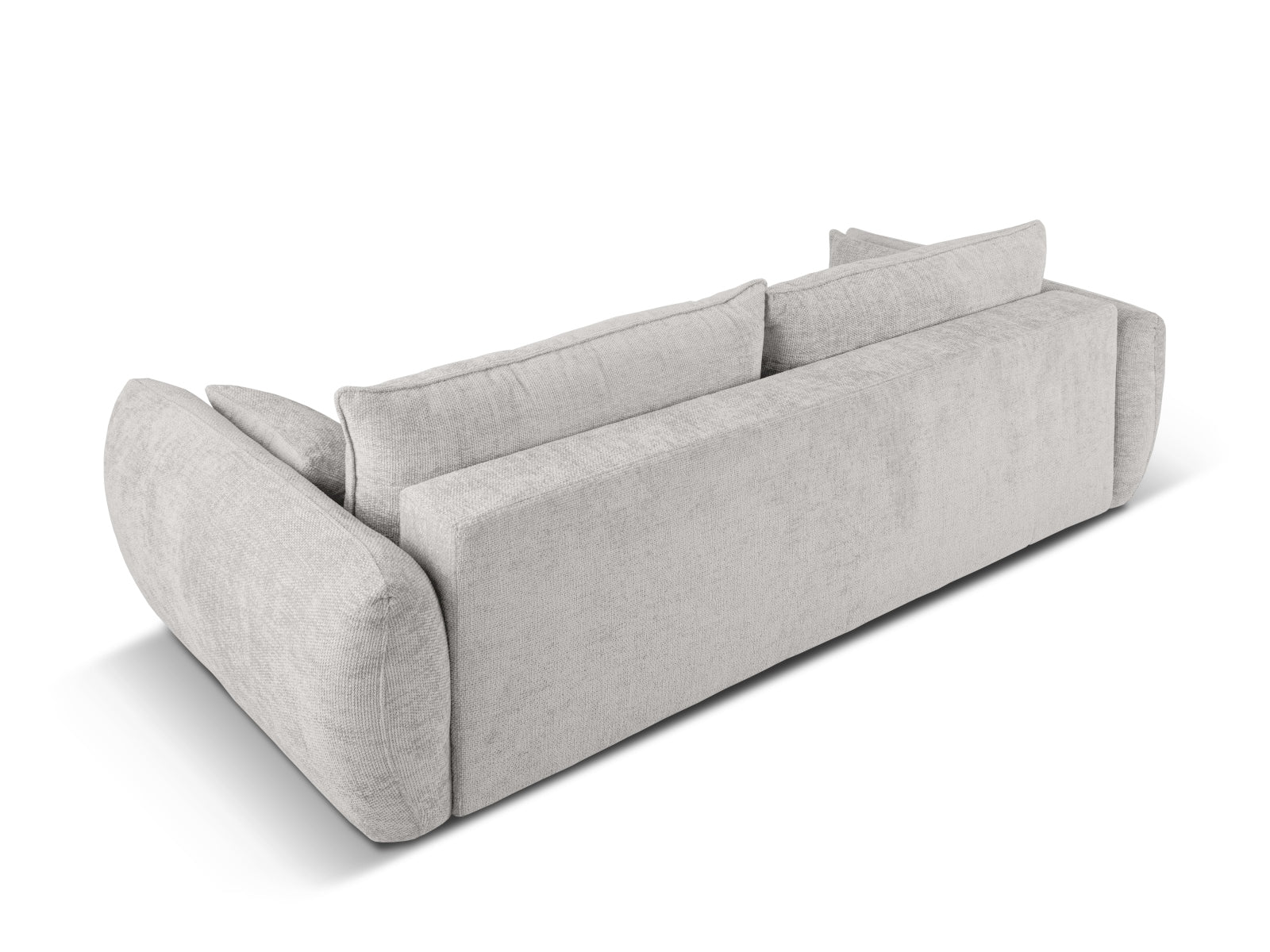 Modernes 3-Sitzer Sofa Matera in stilvollem Grau, vielseitig einsetzbar als Schlafsofa mit integriertem Stauraum für zusätzlichen Komfort.