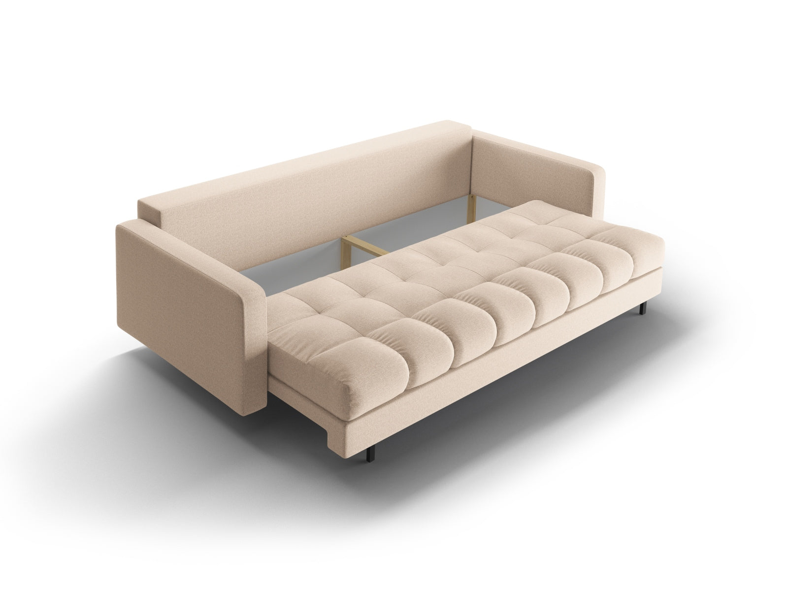 Beige 3-Sitzer Sofa Bali von Cosmopolitan Design, stilvolles Bettsofa mit praktischer Schlaffunktion und integriertem Stauraum für optimalen Komfort.