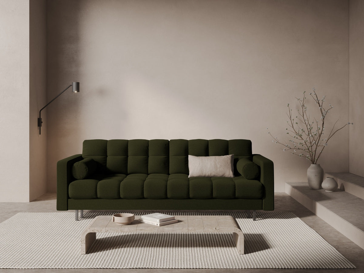 Dreisitzer Bettsofa Bali mit Stoffbezug, Holzrahmen und schwarzen Metallbeinen