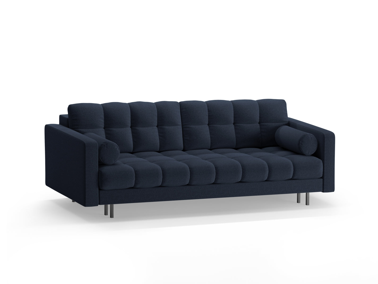 Elegantes 3-Sitzer Sofa Bali in Blue-Neve, ideal für Wohnräume, bietet Schlaffunktion und praktischen Stauraum.