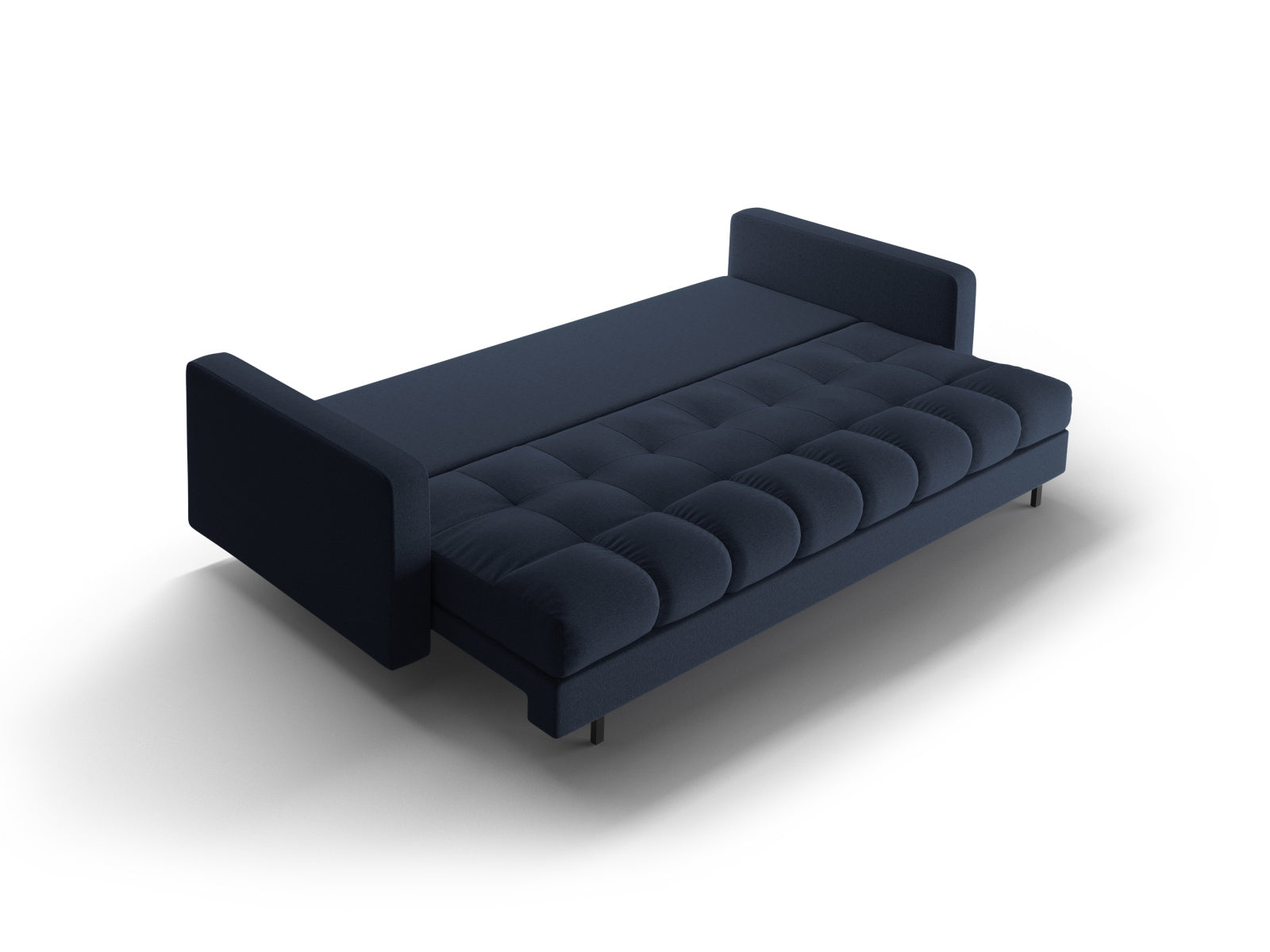 Modernes 3-Sitzer Bettsofa Bali in stilvollem Blau, kombiniert Komfort mit Funktionalität, ideal für Gäste und platzsparende Lösungen.