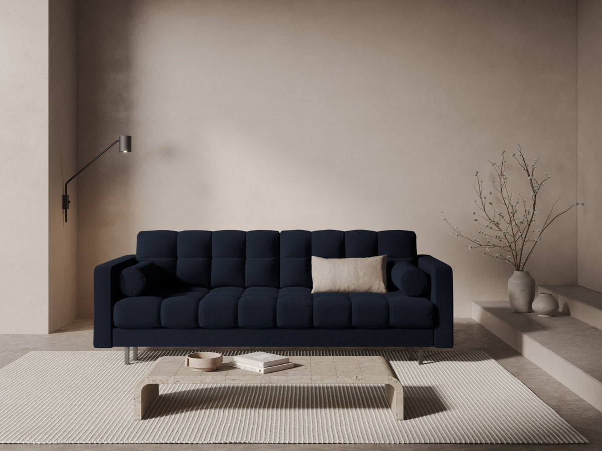 Dreisitzer Bettsofa Bali mit Stoffbezug, Holzrahmen und schwarzen Metallbeinen