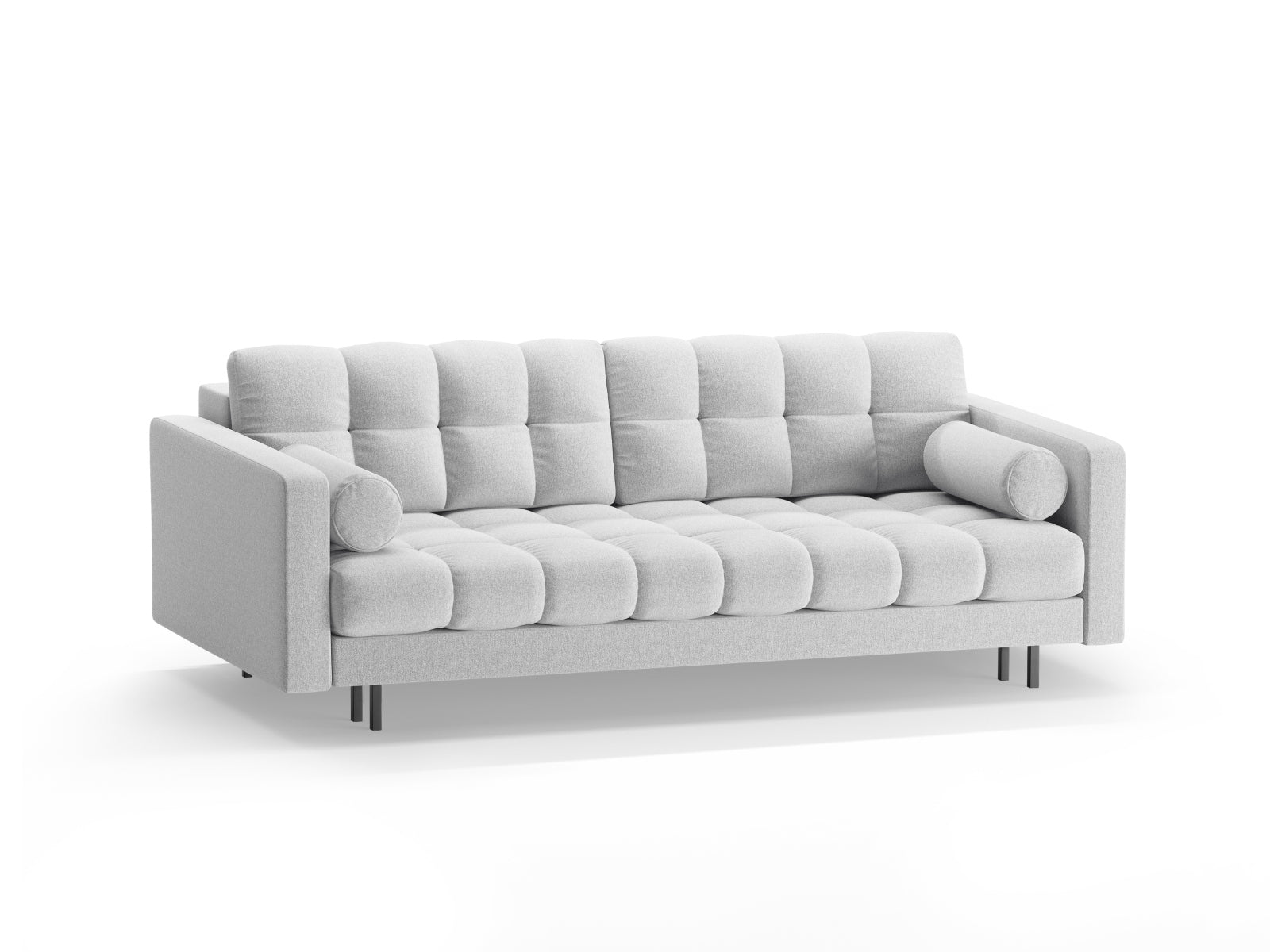 Elegantes 3-Sitzer Sofa Bali in Light Grey-Neve, ideal für Wohnräume, bietet Schlaffunktion und praktischen Stauraum.