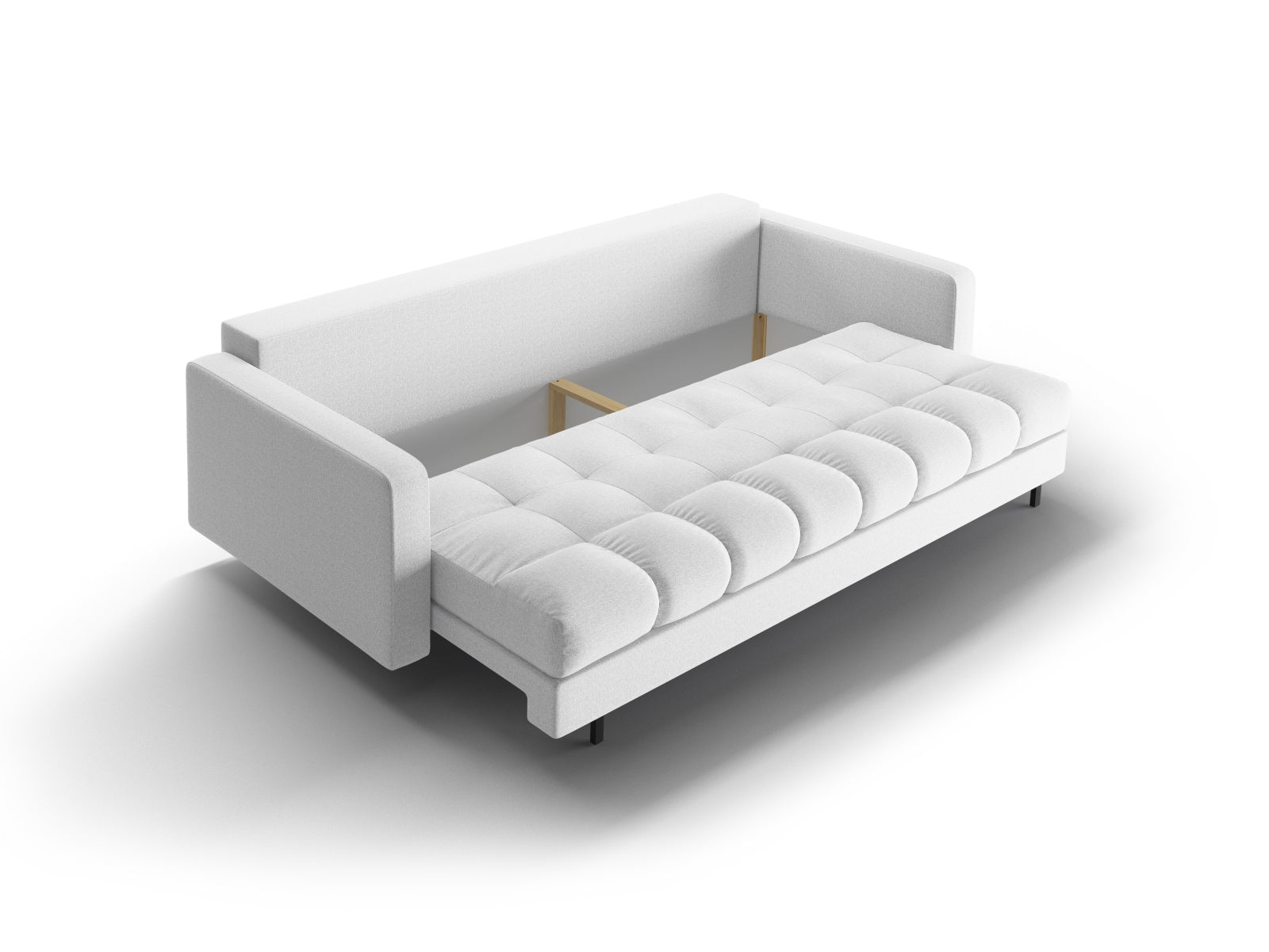 Modernes 3-Sitzer Sofa Bali in stilvollem Grau, perfekt für kleine Räume, mit cleverem Stauraum und bequemer Schlafoption für Übernachtungsgäste.