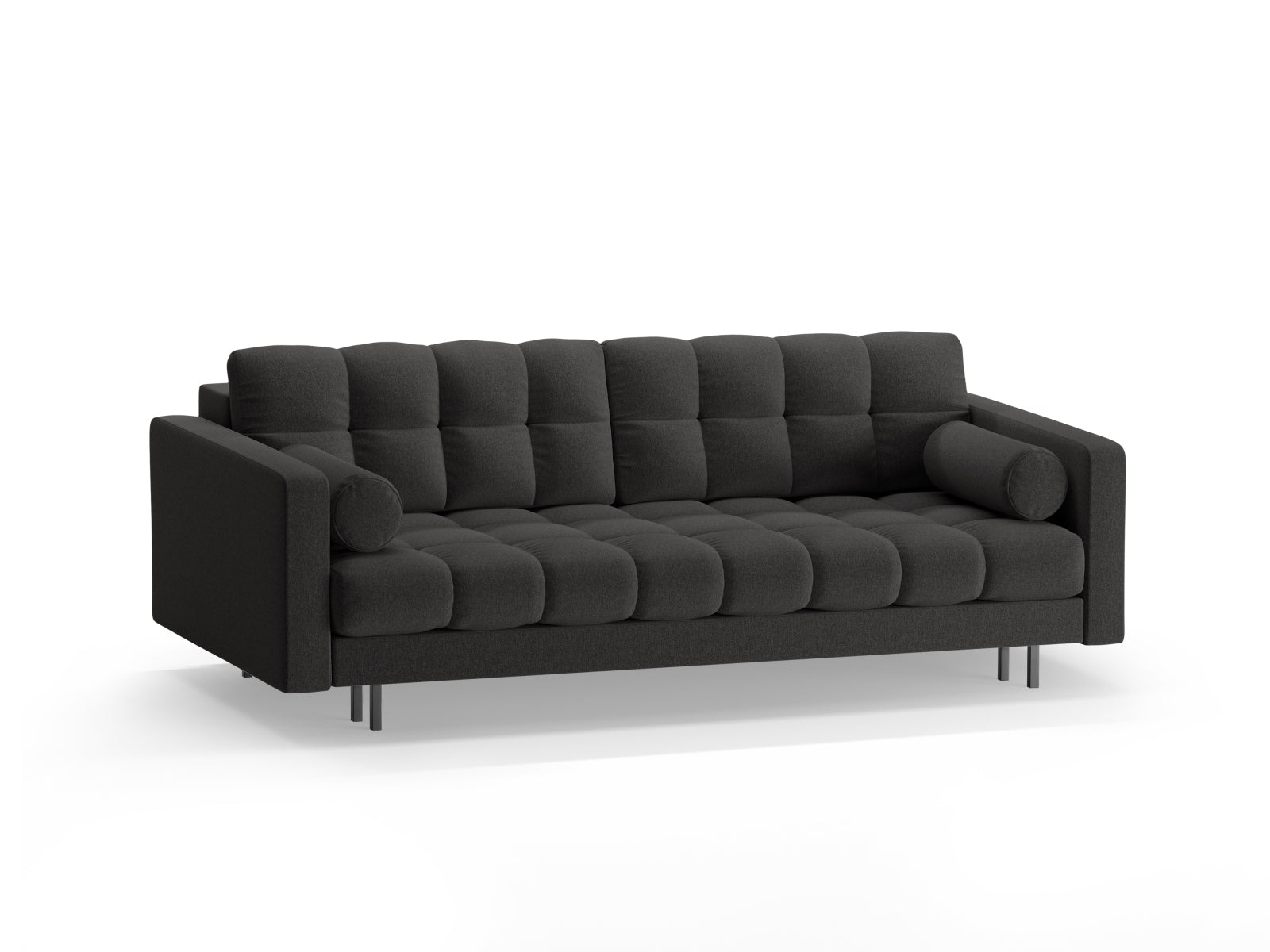 Elegantes 3-Sitzer Sofa Bali in Dunkelgrau mit praktischer Schlaffunktion und Stauraum, ideal für modernes Wohnen.