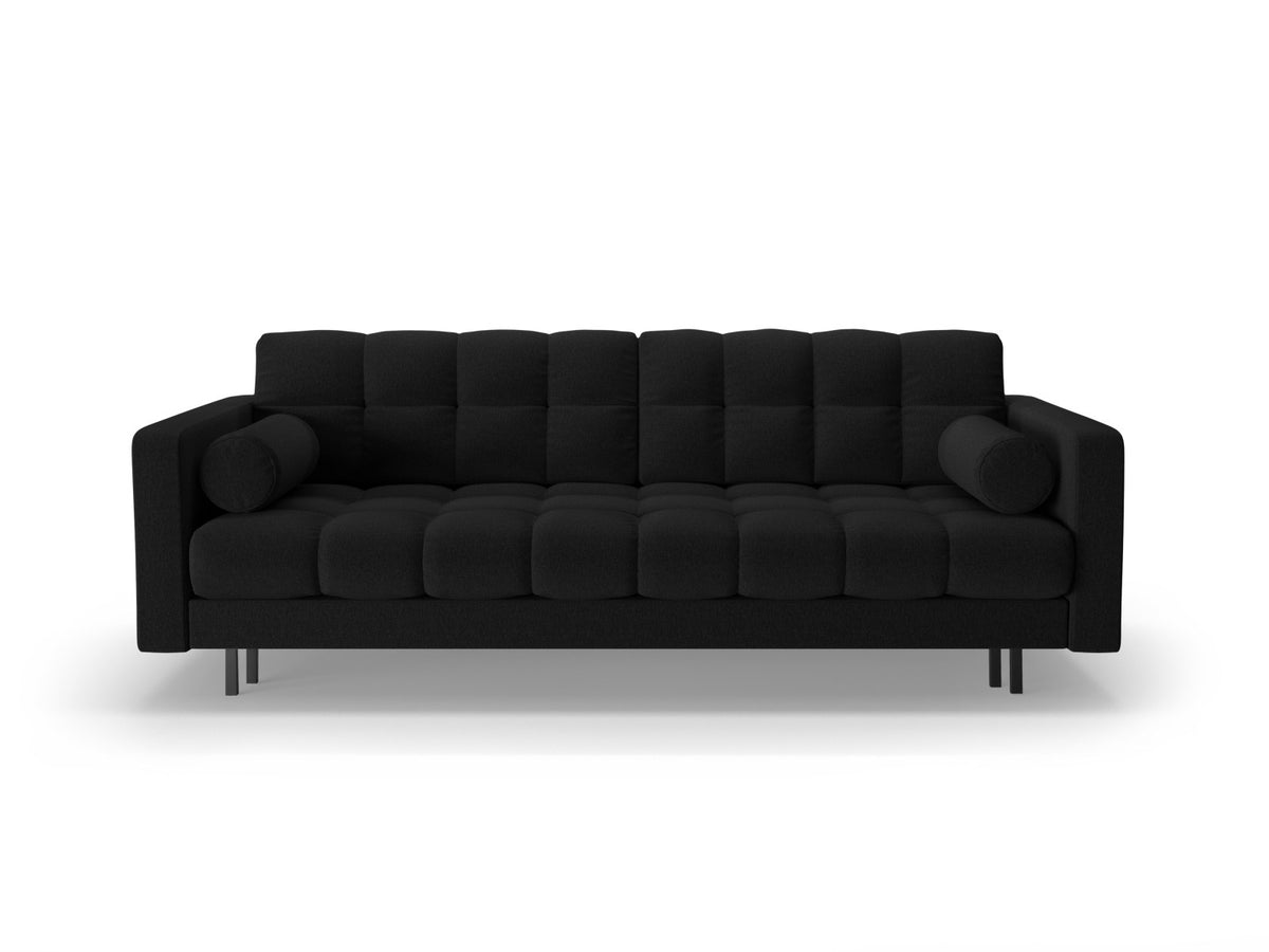 Dreisitzer Bettsofa Bali mit Stoffbezug, Holzrahmen und schwarzen Metallbeinen