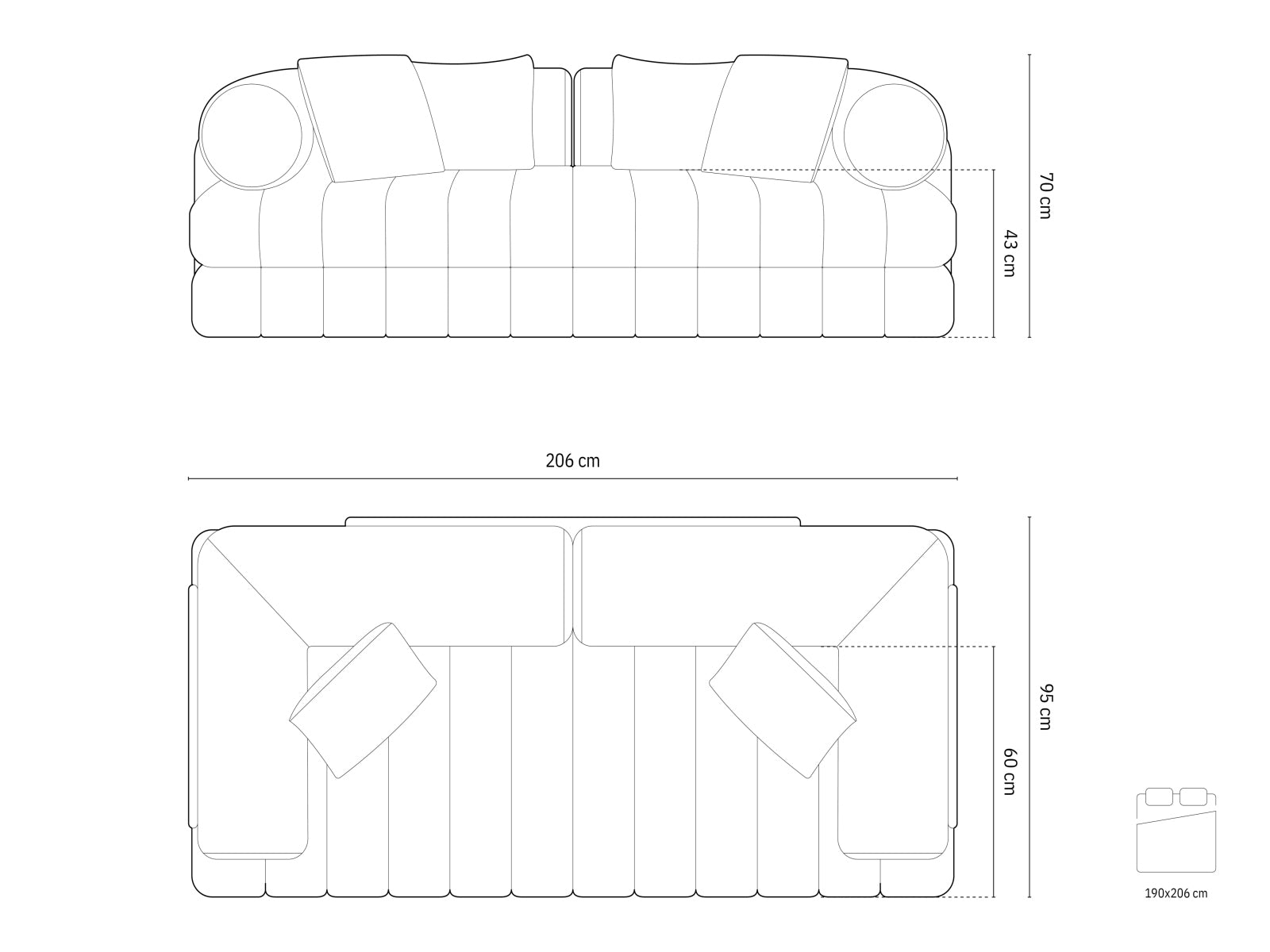 Modernes Kemi 3-Sitzer Sofa in Warm Grey-CORAL, ideal für gemütliche Wohnzimmer und als praktisches Schlafsofa für Übernachtungsgäste.