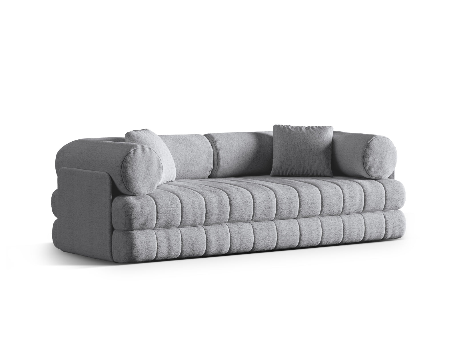 Modernes 3-Sitzer Kemi Sofa in zeitlosem Grau, vielseitig einsetzbar als Schlafsofa für Gäste, von Cosmopolitan Design.