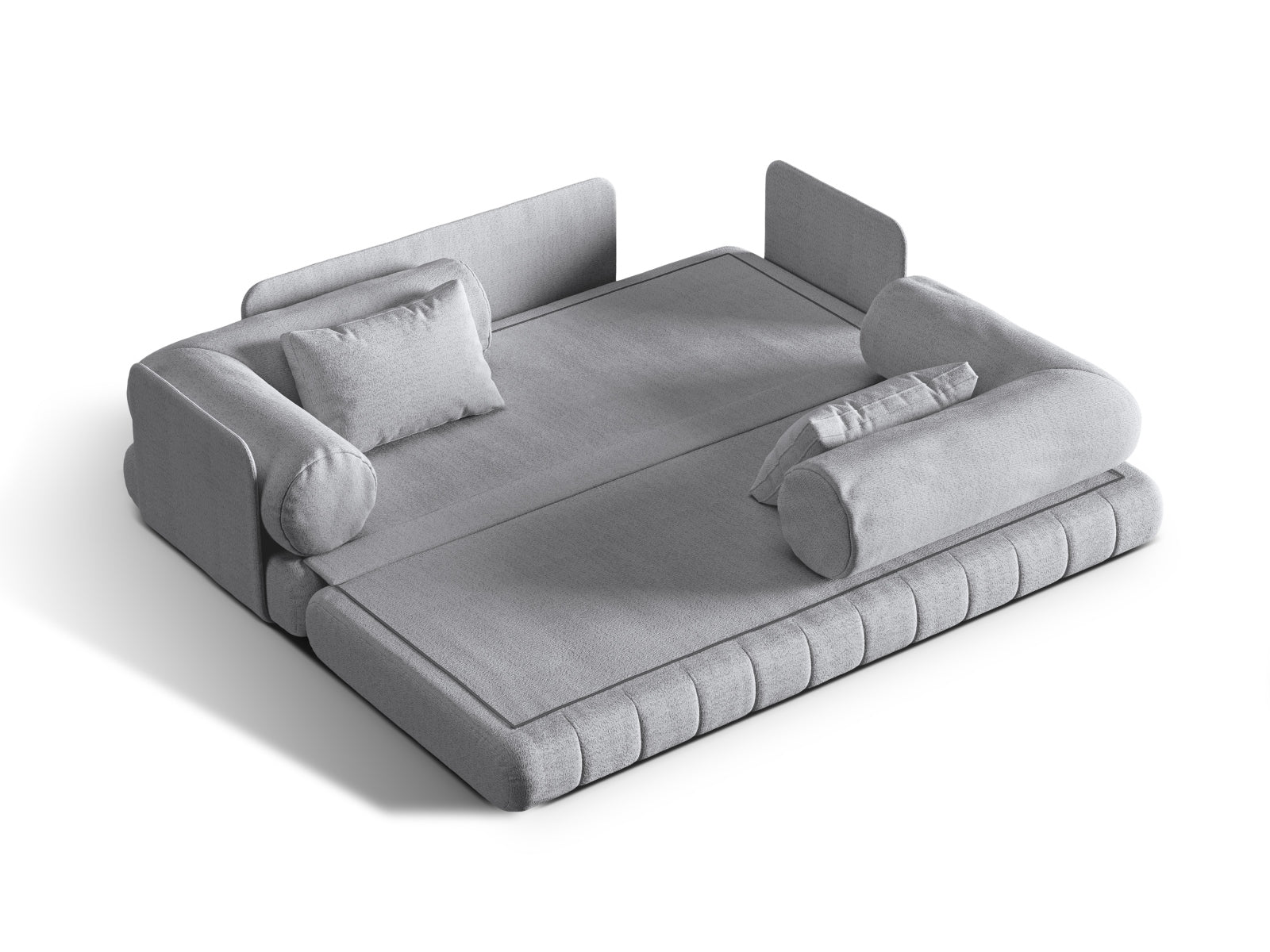 Elegantes Kemi Sofa in Grau, 3-Sitzer mit praktischer Schlaffunktion, ideal für stilvolle Wohnräume und Übernachtungsgäste.