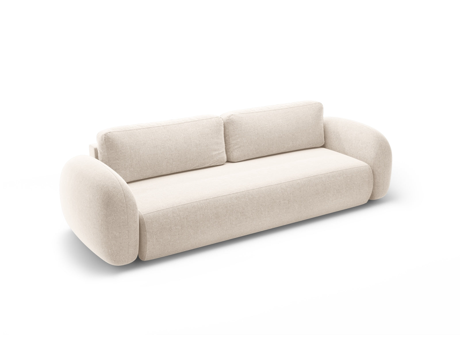 Stylisches 3-Sitzer Bettsofa Tonale in sanftem Beige, bietet Schlafgelegenheit und praktischen Stauraum für jeden Wohnraum.