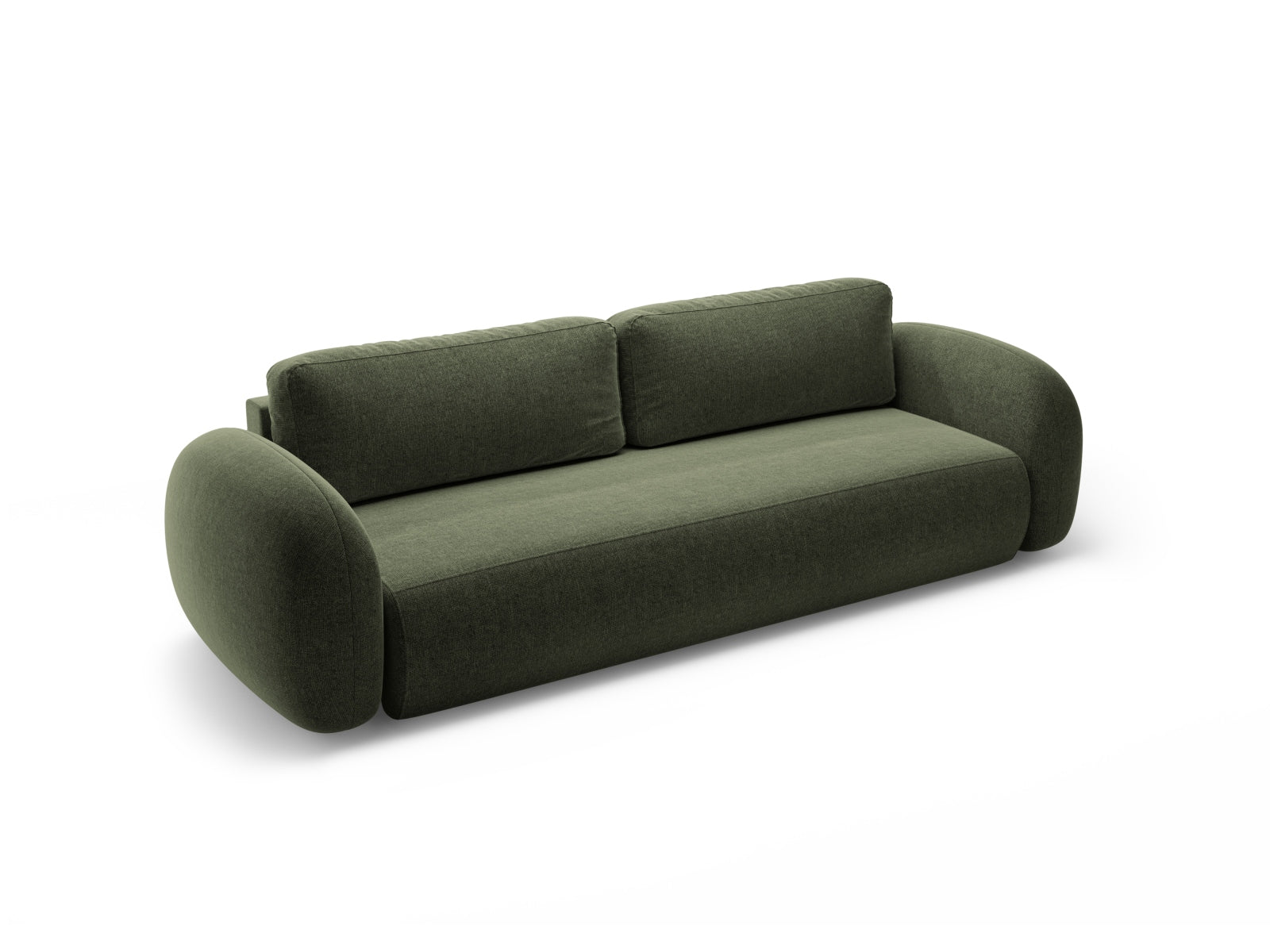Stylisches 3-Sitzer Bettsofa Tonale in Green-Eden, kombiniert Komfort mit praktischer Schlaffunktion und cleverem Stauraum.